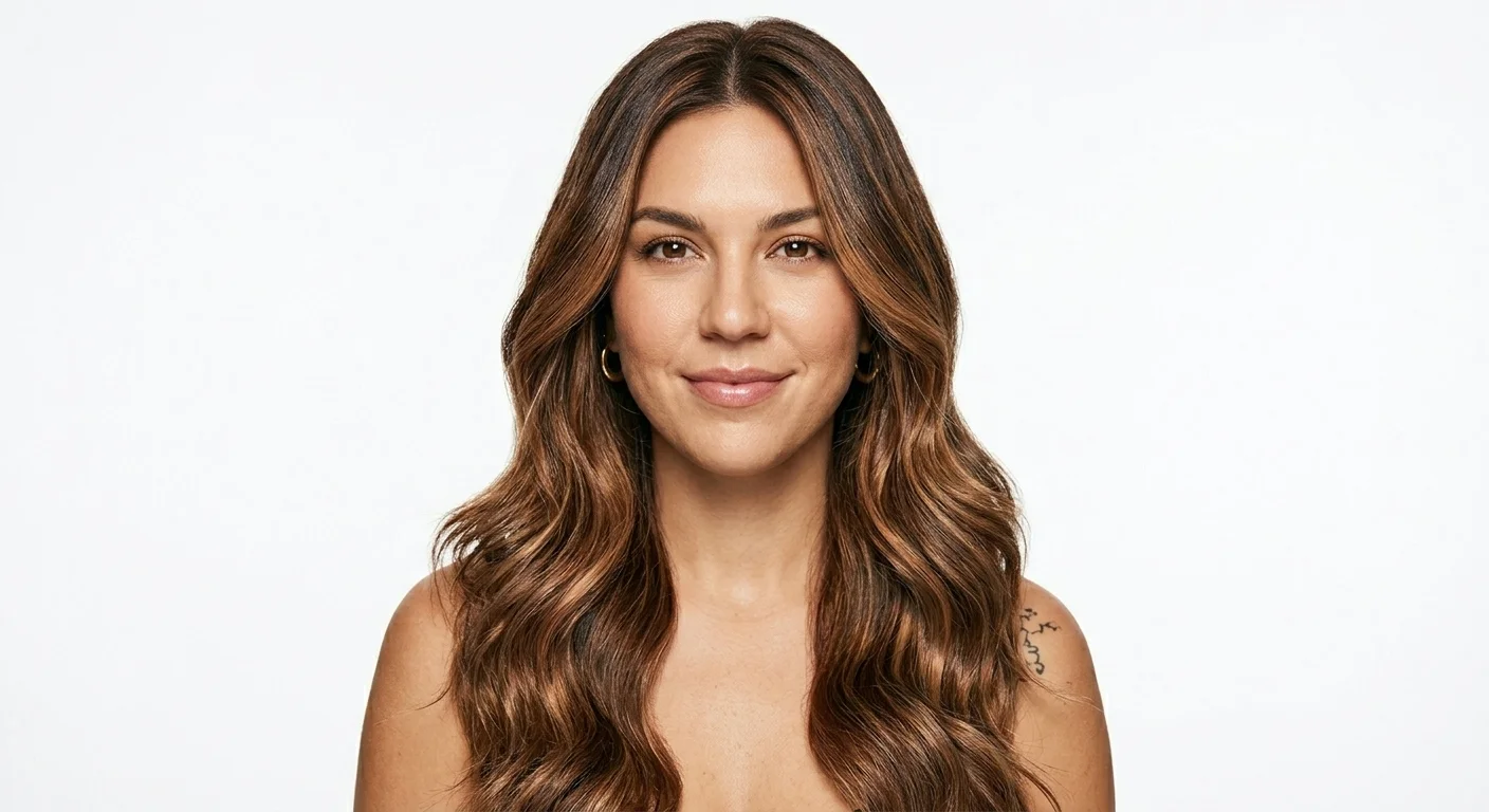 professional hair color vs box dye — woman with glossy multi-tonal salon color showing dimension and shine