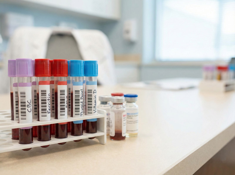 Blood tests to diagnose cause of hair thinning at 25