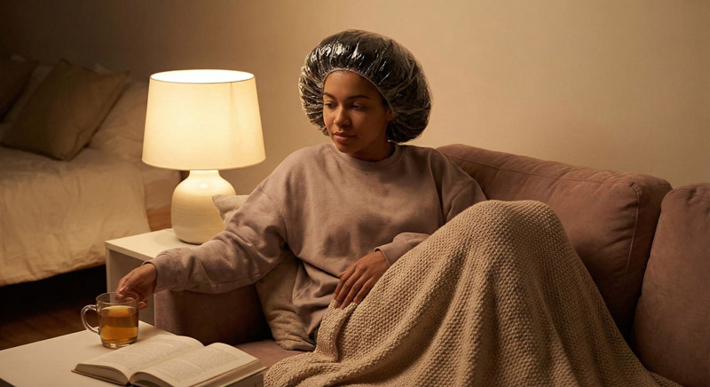 Greenhouse effect method for moisturizing low porosity hair overnight