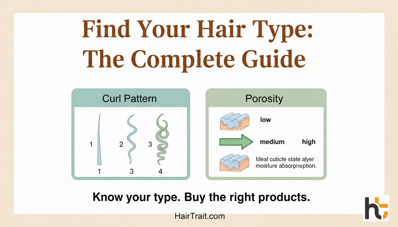 Complete hair type guide Pinterest infographic — find your curl pattern and porosity type