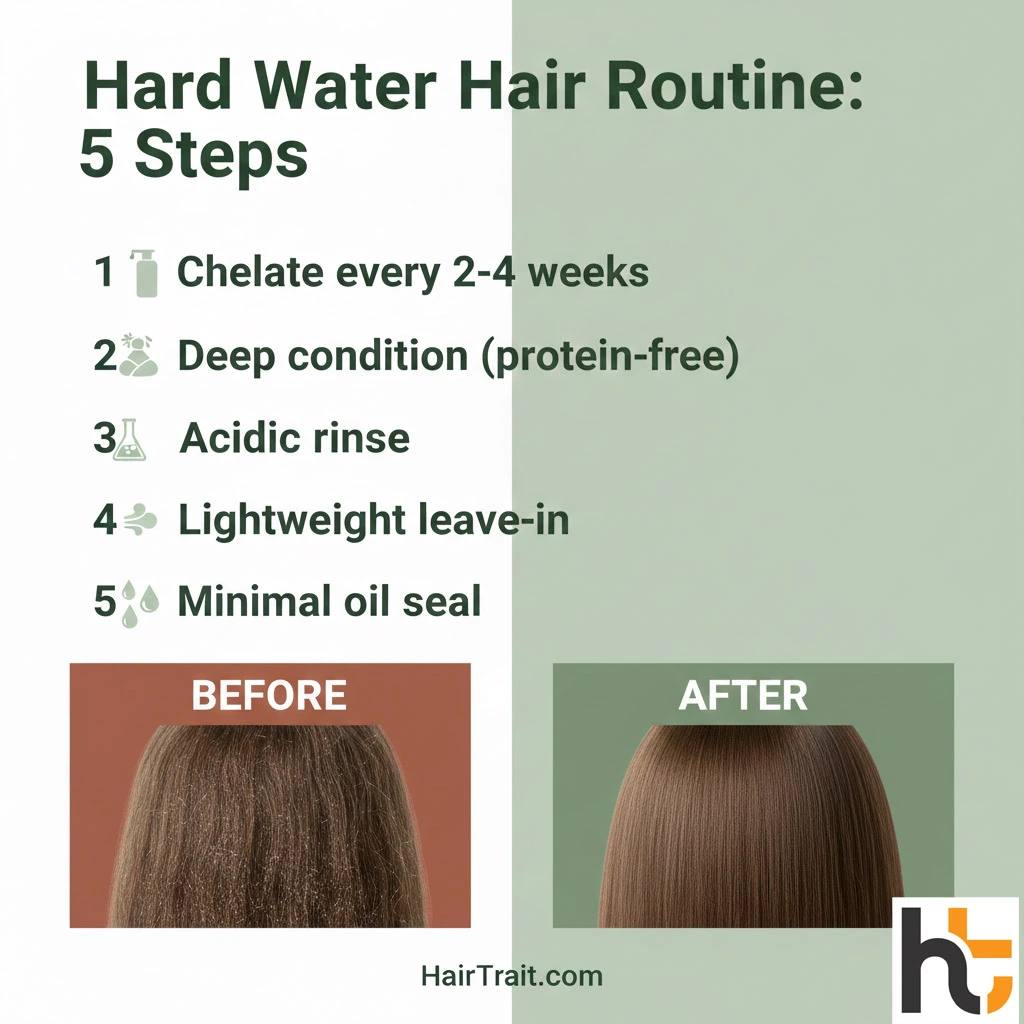Hard water hair care routine Pinterest guide 5 steps to remove mineral buildup and restore moisture