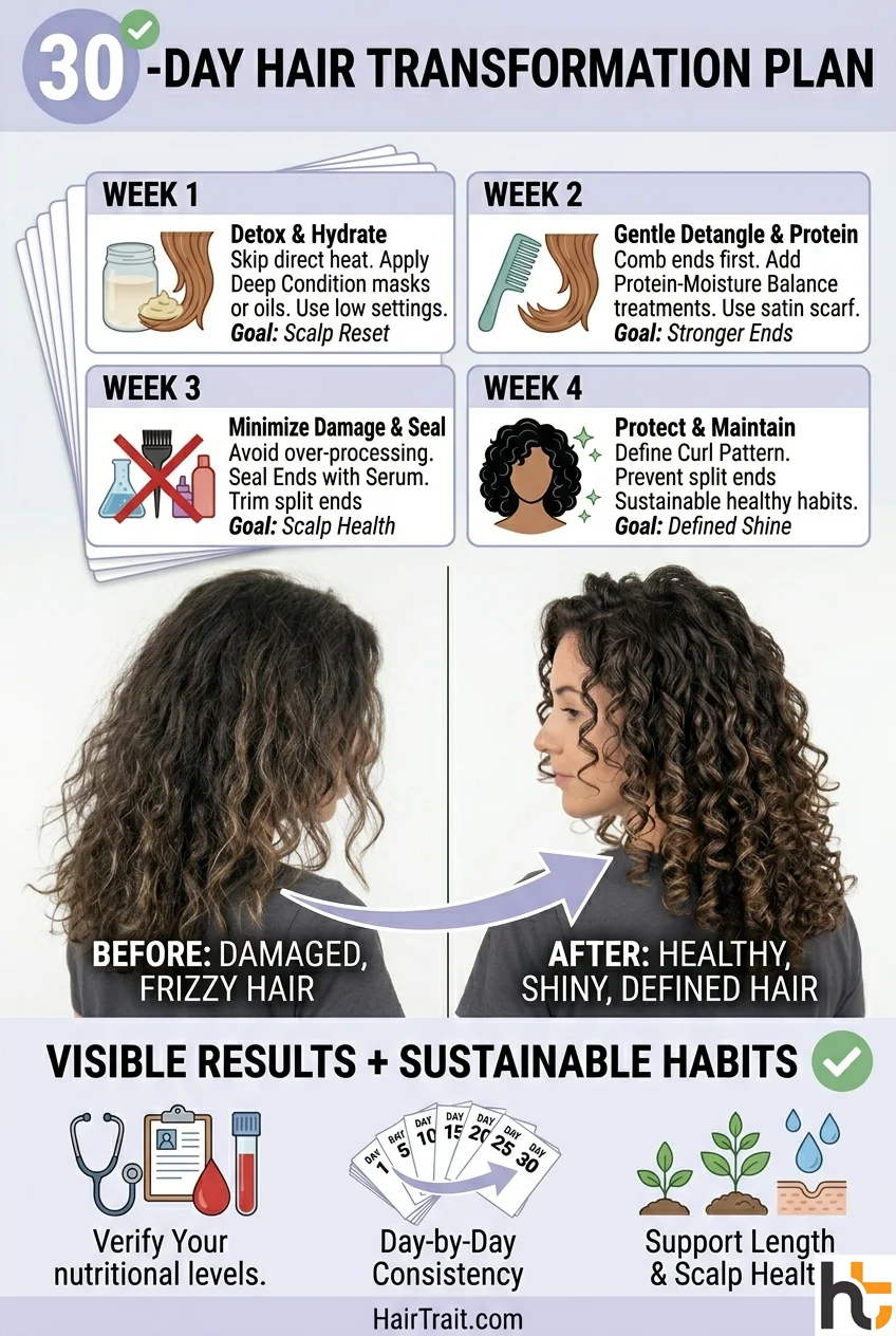 Hair transformation plan Pinterest 30-day step-by-step guide to healthier hair