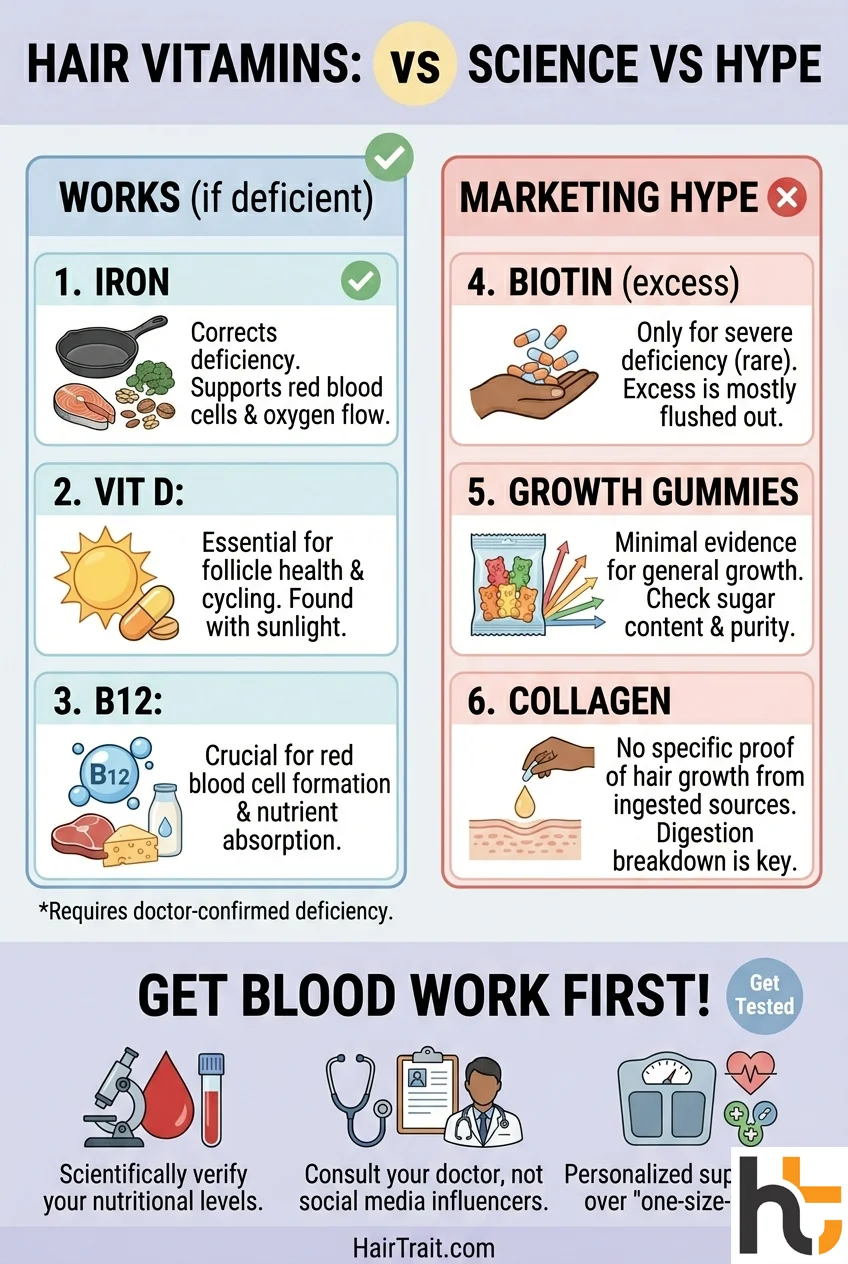Hair vitamins effectiveness chart showing which work versus marketing hype