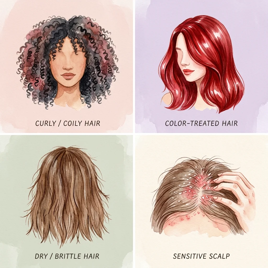 Hair types that should avoid sulfates in shampoo — curly, color-treated, dry, and sensitive scalp