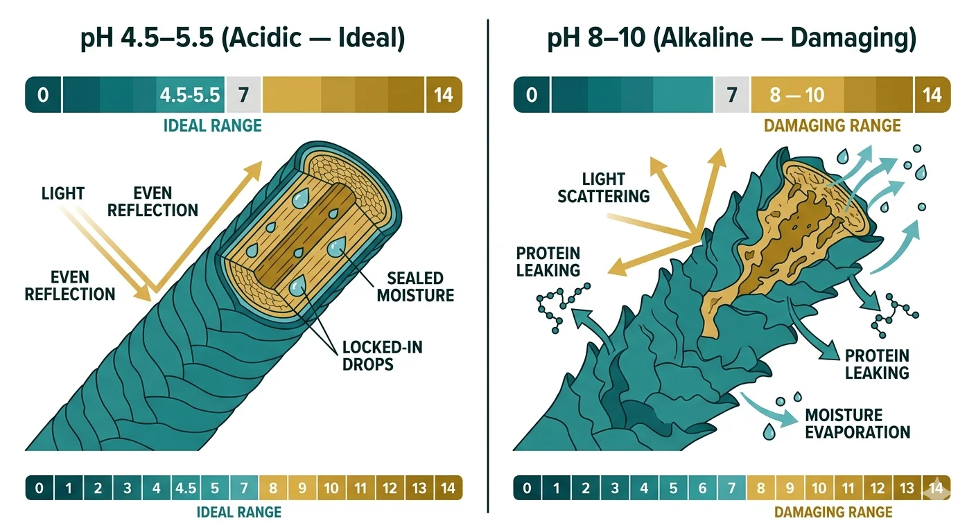Comparison of hair cuticle condition at acidic shampoo pH versus alkaline shampoo pH