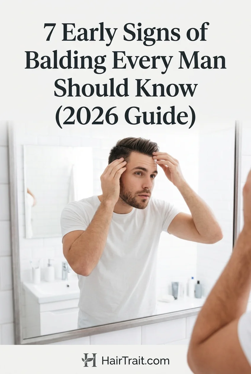 7 Early Signs of Balding Men — Pinterest infographic guide for hair loss prevention
