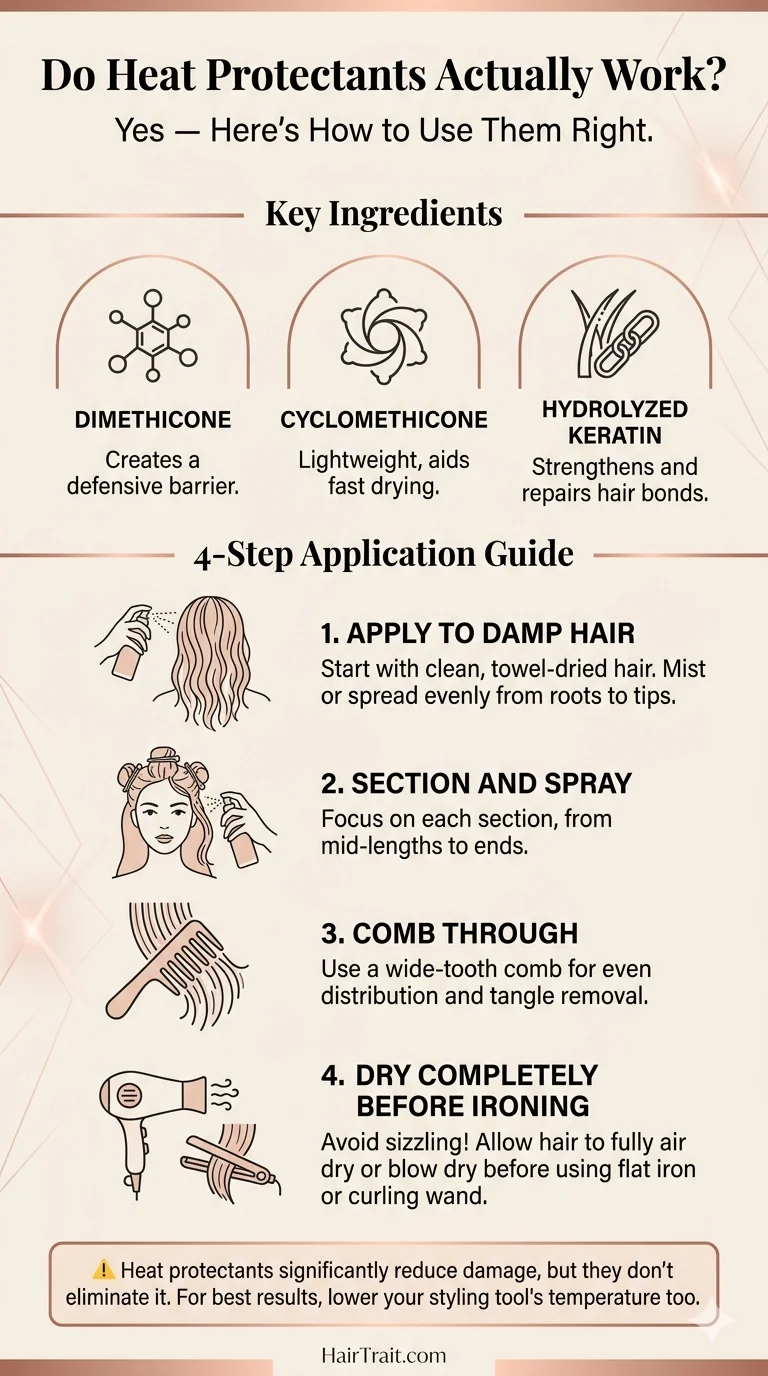 Heat protectant Pinterest guide — how they work, key ingredients, and proper application technique