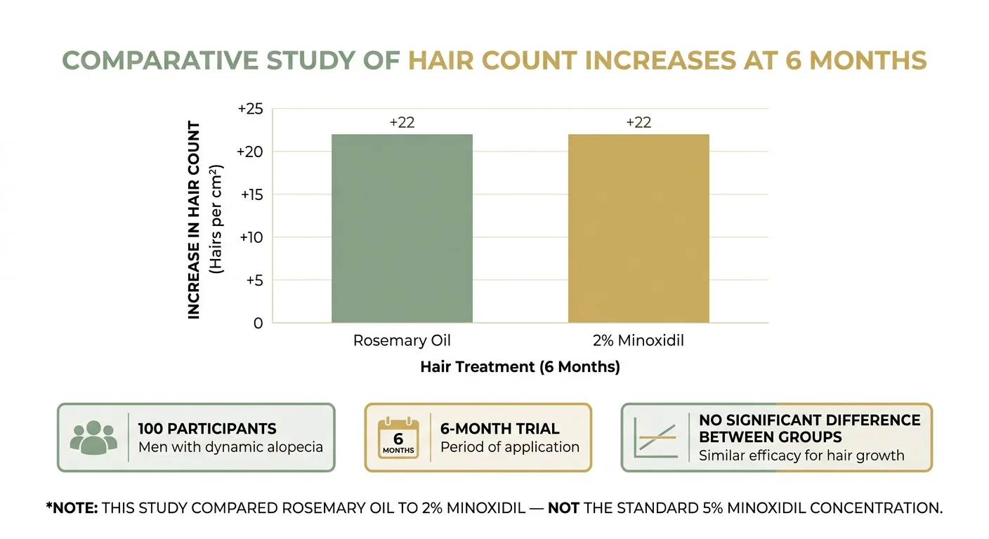 Chart summarizing the 2015 rosemary oil vs minoxidil clinical trial results