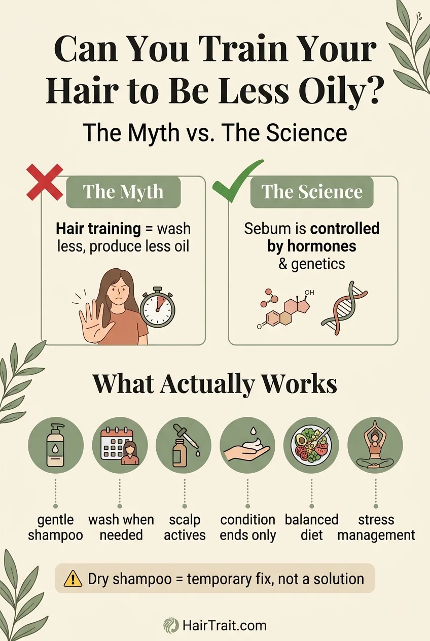 Can you train your hair to be less oily — Pinterest guide with science-backed tips for managing greasy hair