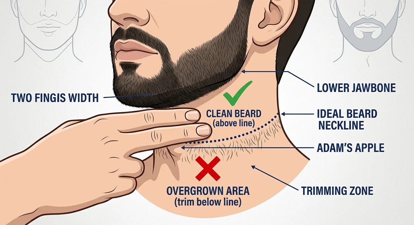 beard neckline placement guide two finger rule above adams apple for men